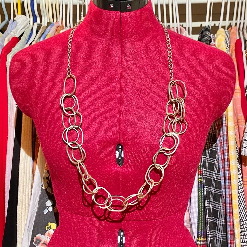 Silver Long Chain Link Necklace